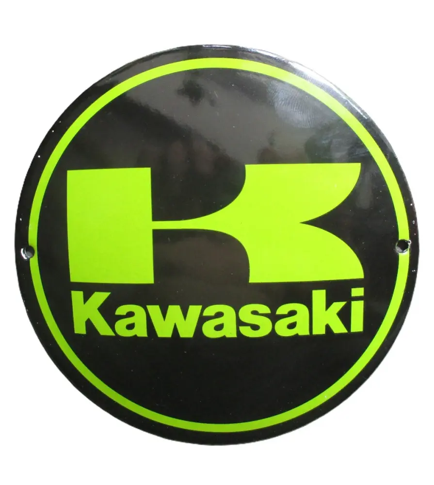 plaque décorative emaillée moto kawasaki sportive 12cm tole email usa