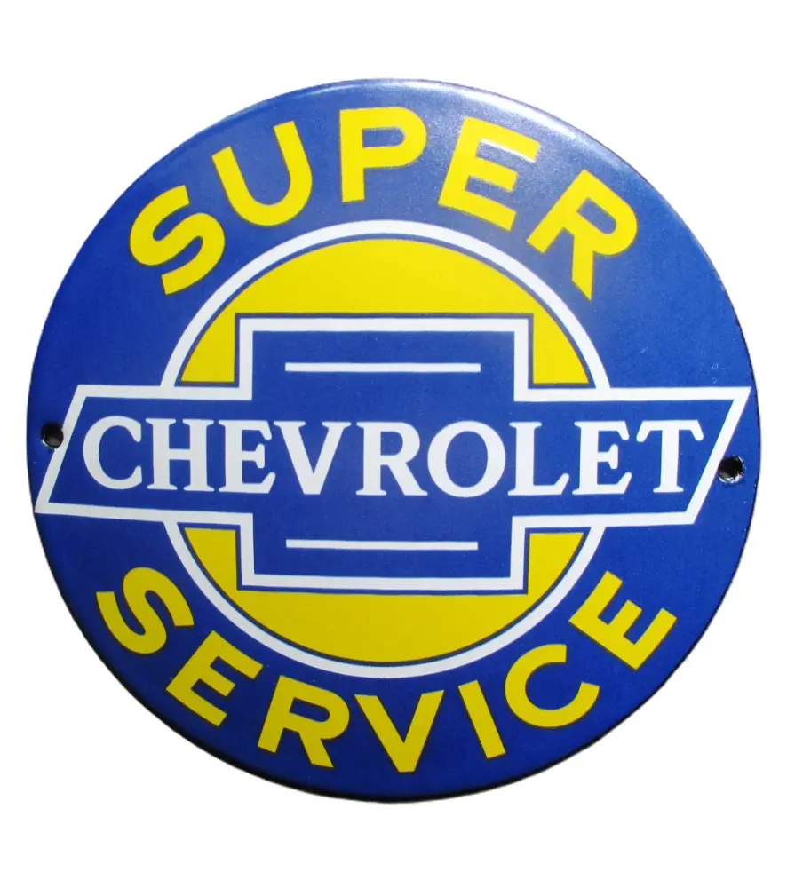 Mini Enamel Plate Chevrolet Super Service Blue 12cm Tole Email USA Mini Enamel Plate Chevrolet Super Service Blue 12cm Tole Email USA