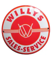 plaque décorative emaillée willys jeep sales services 12cm tole email usa 22M