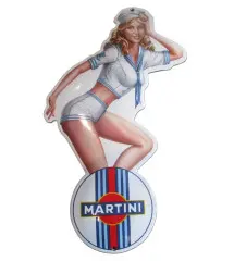 Mini enamelled plate pin up in sailor\\\'s suit martini logo tole email deco garage bar dinner