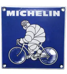 plaque décorative emaillée michelin vélo bleu tole email deco garage E18