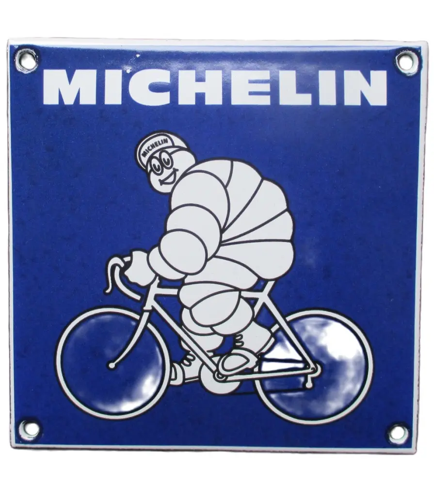 Mini enamelled plate Michelin blue bike tole email deco garage