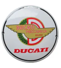 plaque décorative emaillée ducati meccanica moto tole email deco garage