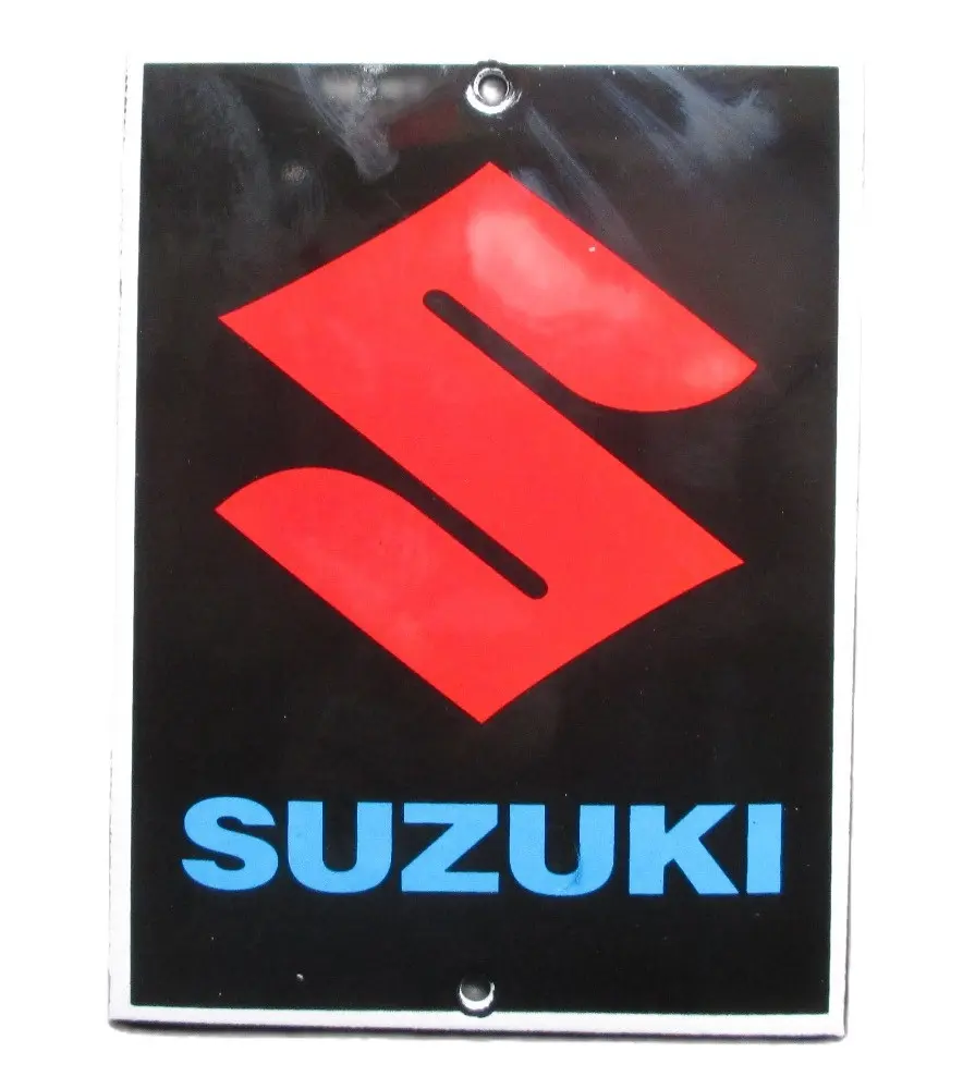 Mini Enamel Plate Suzuki Black Sports Motorcycle Tole Email Mini Enamel Plate Suzuki Black Sports Motorcycle Tole Email