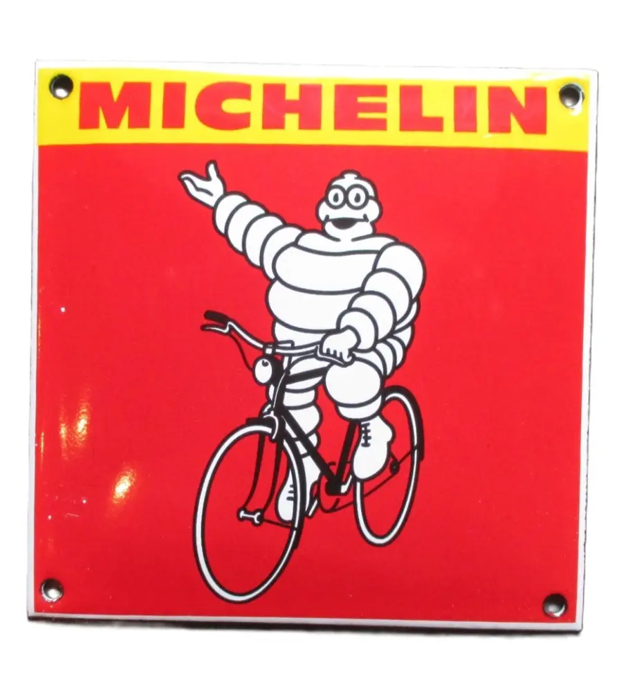 plaque décorative emaillée michelin rouge velo tole email pub loft E19