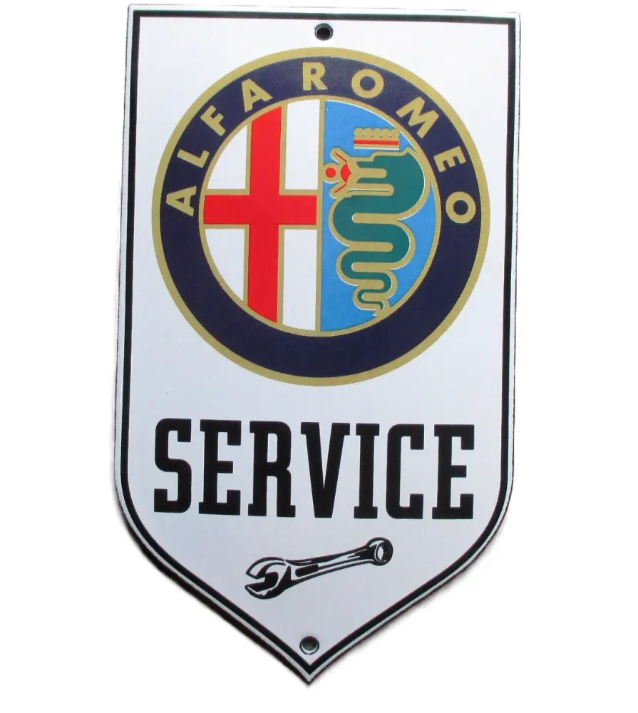 Mini Enamel Plate Alfa Romeo Service Tole Email Garage Mini Enamel Plate Alfa Romeo Service Tole Email Garage
