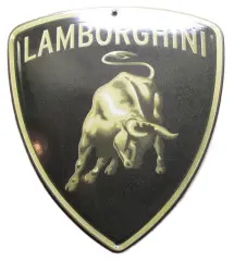 plaque décorative emaillée lamborghini noir doré blason tole email F12