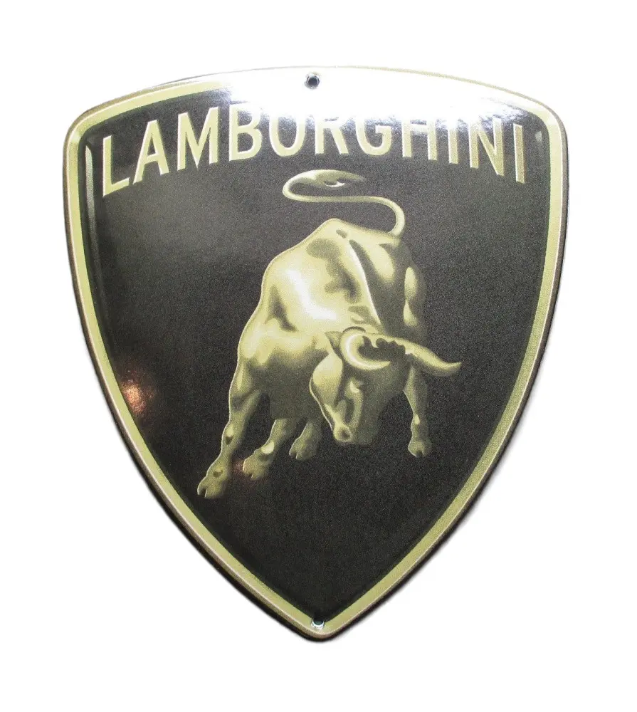 Mini enamelled plate Lamborghini black golden blazon tole email Mini enamelled plate Lamborghini black golden blazon tole email