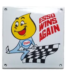 Mini Enamelled Plate Esso Wings Square Drop Checkerboard Flag