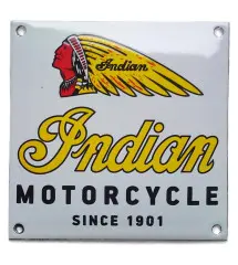 plaque décorative emaillée indian motorcycle carré tole email moto E32