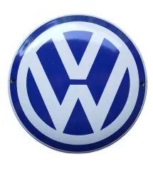plaque décorative emaillée vw logo rond bleu blanc volkswagen tole A20