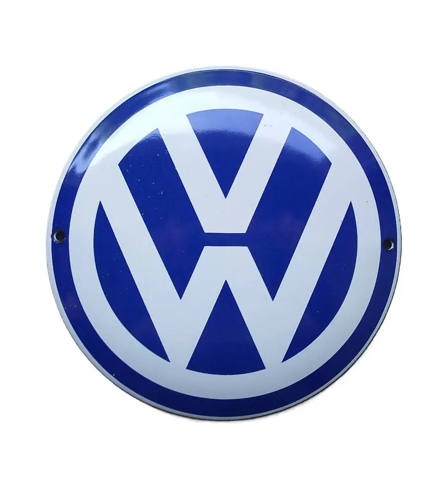 Mini enamelled plate VW logo round blue white Volkswagen Tole Mini enamelled plate VW logo round blue white Volkswagen Tole