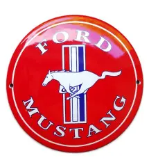 plaque décorative emaillée ford mustang rouge 12cm tole email usa A53