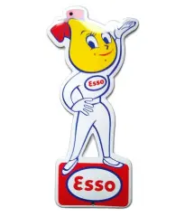 Mini Enamelled Plate Esso Girl 20cm Tole Email Oil Esence