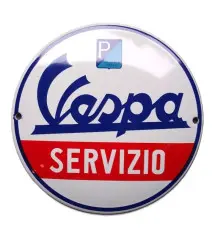 plaque décorative emaillée vespa servizio ronde tole email garage