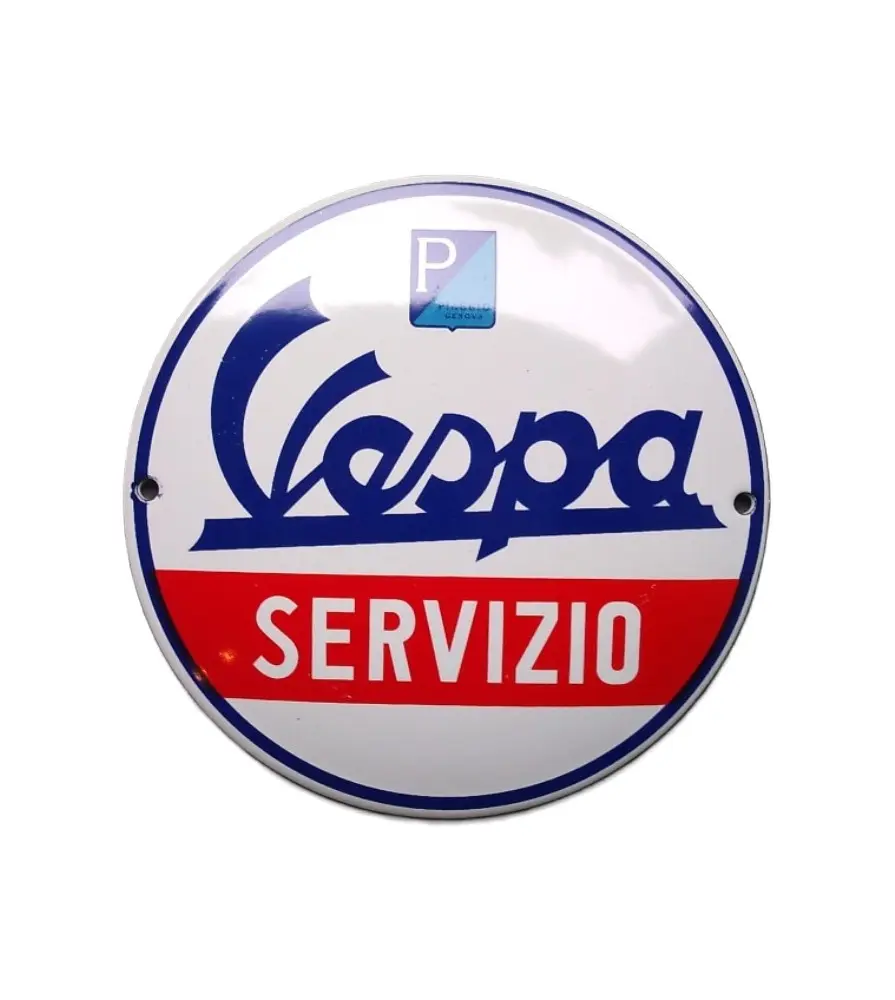 plaque décorative emaillée vespa servizio ronde tole email garage