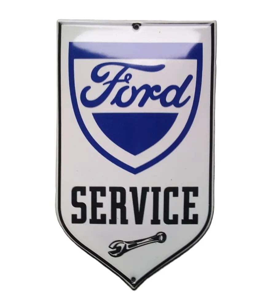 Mini Enamel Plate Ford Service Curved Tole Email Garage