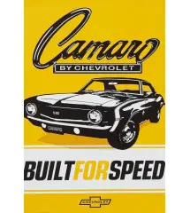Plaque Métallique Décorative Vintage - Chevrolet Camaro "Built For Speed" - 20x30 cm