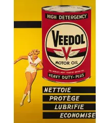 Plaque Métal Vintage Veedol - "Nettoie et Protège" - Style Garage - 20x30 cm