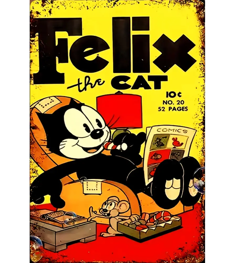 Felix the Cat "No. 20 Comic Book" Metal Sign - Vintage Animation Art - 8x12 Inches Felix the Cat "No. 20 Comic Book" Metal Sign - Vintage Animation Art - 8x12 Inches