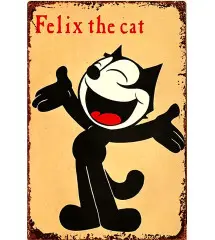 Felix the Cat Vintage Metal Sign - Classic Cartoon Decor - 8x12 Inches