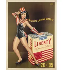 Liberty Cigarette" Vintage Tin Sign - Pin-up American Retro Style