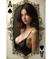 Ace of Spades Pin-up" Decorative Tin Sign - Vintage Retro Style