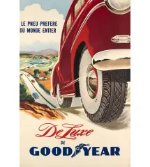 Plaque Métal Vintage Goodyear "Pneus Deluxe" – 30x20 cm