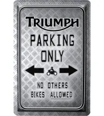 Triumph Parking Only Metal Sign – Vintage Motorcycle Style