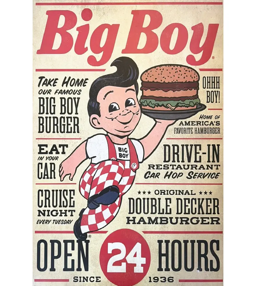 Affiche Tôle Big Boy 30cm - Style Vintage 24H Affiche Tôle Big Boy 30cm - Style Vintage 24H