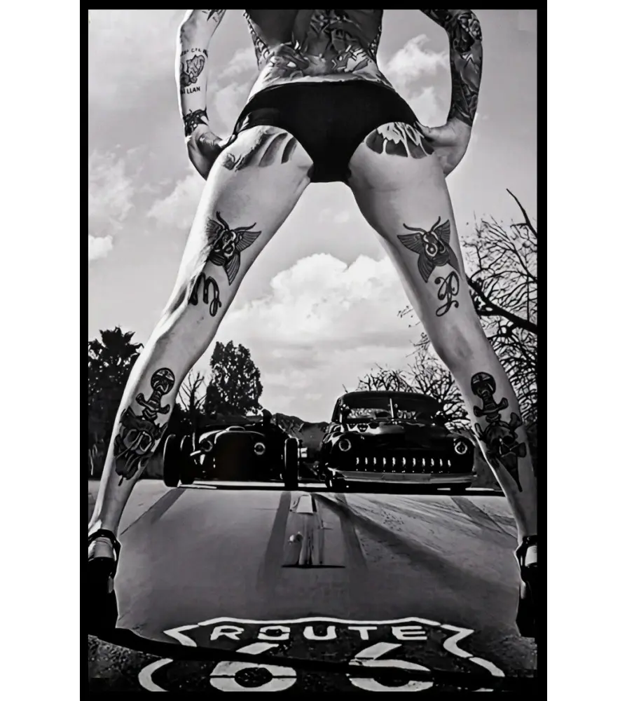 Pin Up Hot Rod Plaque Métal 30cm