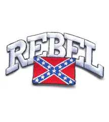patch rebel ecrit en blanc et drapeau ecusson thermocollant