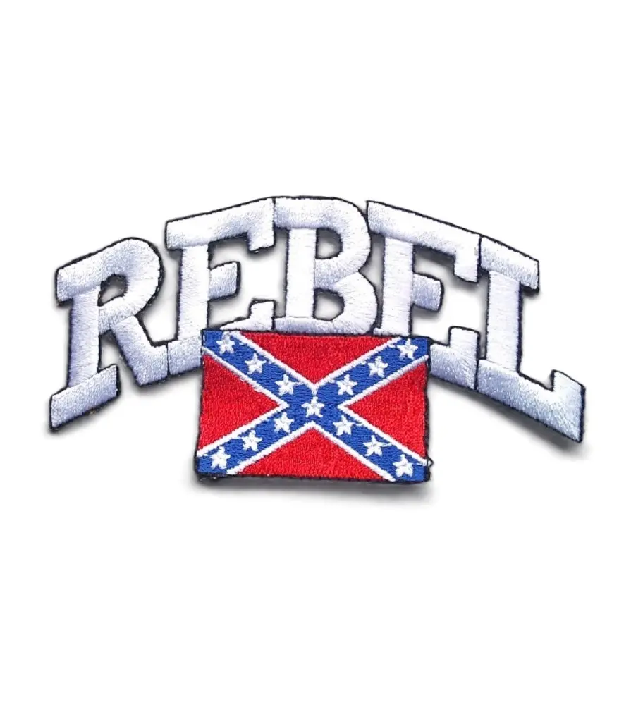 patch rebel ecrit en blanc et drapeau ecusson thermocollant