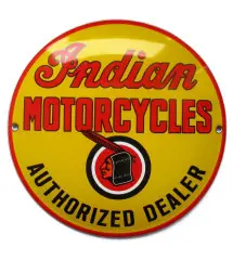 plaque décorative emaillée indian authorized dealer ronde 12cm A39