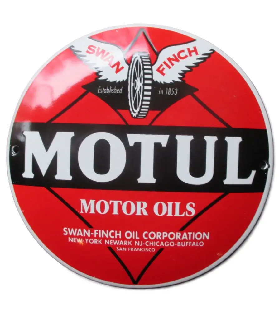 Mini Enamel plate Motul Motor Oils red round tole 12cm Deco garage oil