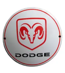 plaque décorative emaillée dodge rouge et blanche 12cm tole email usa 24M