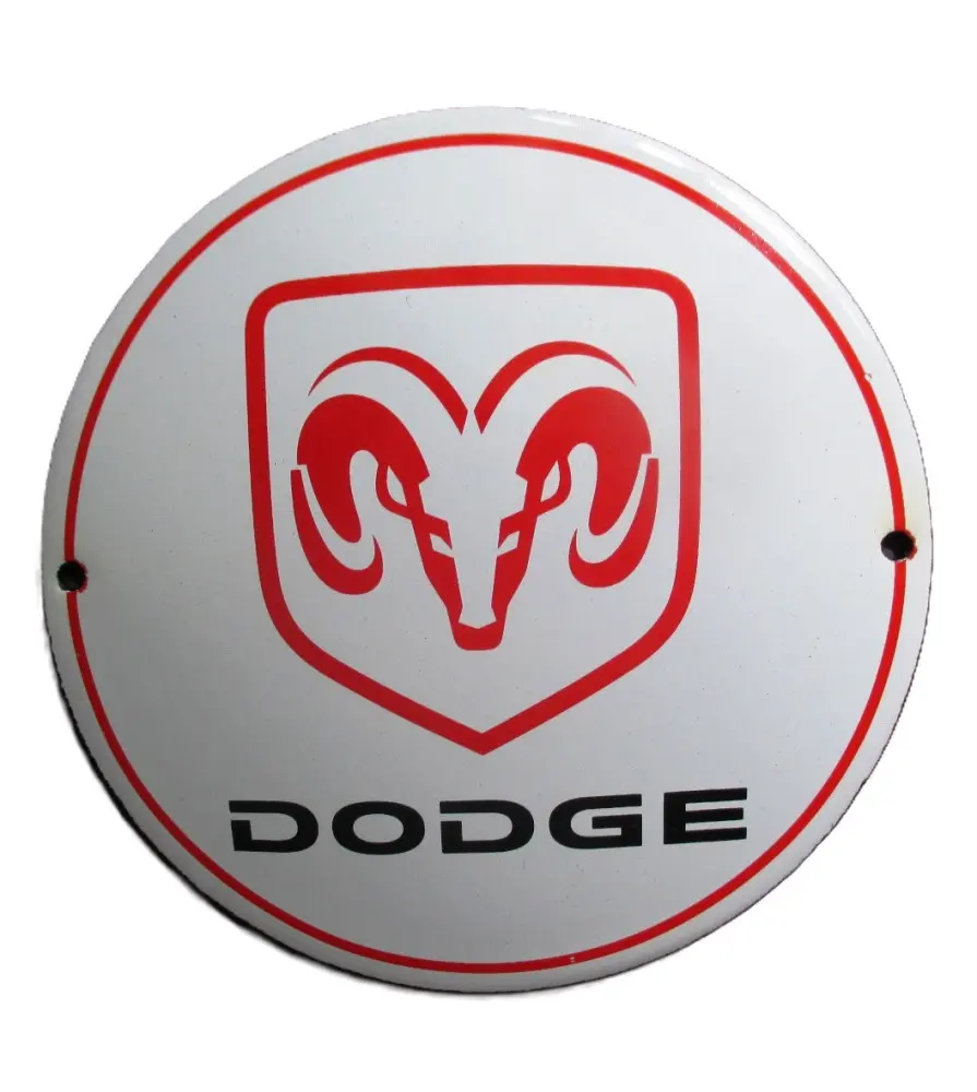 plaque décorative emaillée dodge rouge et blanche 12cm tole email usa 24M