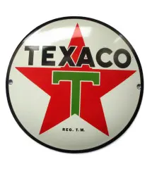 plaque décorative emaillée texaco ronde logo blanc 12cm motor oil deco garage A33 plaque décorative emaillée texaco ronde logo blanc 12cm motor oil deco garage A33