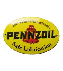 Mini Enamelled Logo Pennzoil Yellow Safe Lubrication 15x10cm Motor Oil Deco Garage Oil