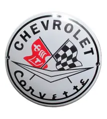 Mini Enamel Plate Chevrolet Corvette 12cm Tole Email USA