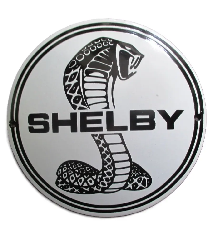 plaque décorative emaillée shelby serpent noir et blanche 12cm tole email usa