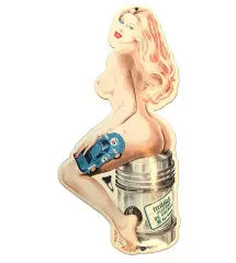 mini sexy pin up enamelled plate and plunger tole email pub