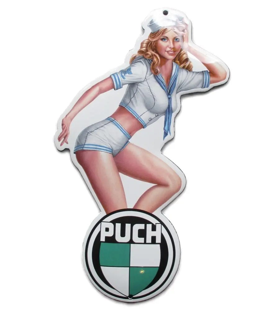 Mini Enamelled Plate Pin Up in Sailor\\\'s Suit Motorcycle Puch Tole Email Deco Garage Logo Mini Enamelled Plate Pin Up in Sailor\\\'s Suit Motorcycle Puch Tole Email Deco Garage Logo