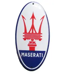 Mini Enamel plate Maserati Oval Tole Email Deco Garage