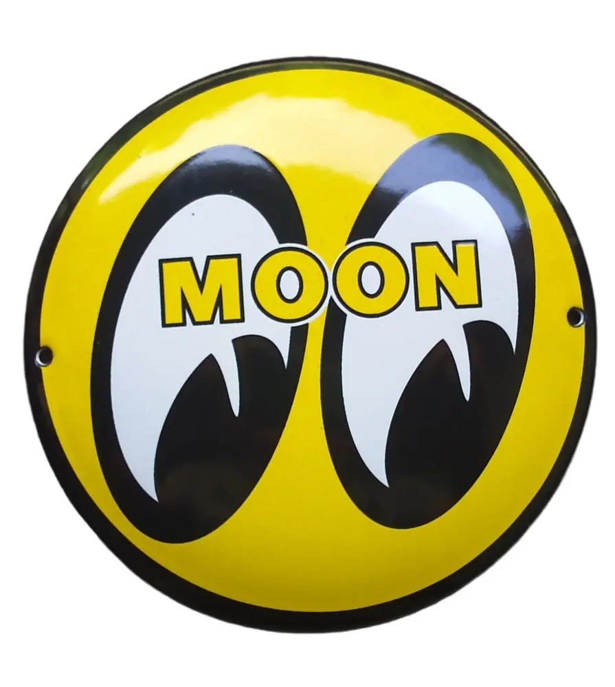 Mini Moon Eye Enamel Yellow Logo Mooneyes Tole Pub