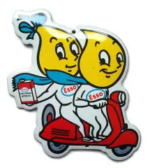 plaque décorative emaillée esso scooter 14cm goute deco garage