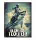 Plaque publicitaire en métal vintage – Because Tequila – Cowboy & Requin – 41 x 32 cm
