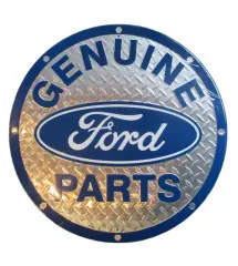 Plate Genuine Ford Parts Alu and Blue Round 60cm Tole Deco Diner USA Bar Garage Loft