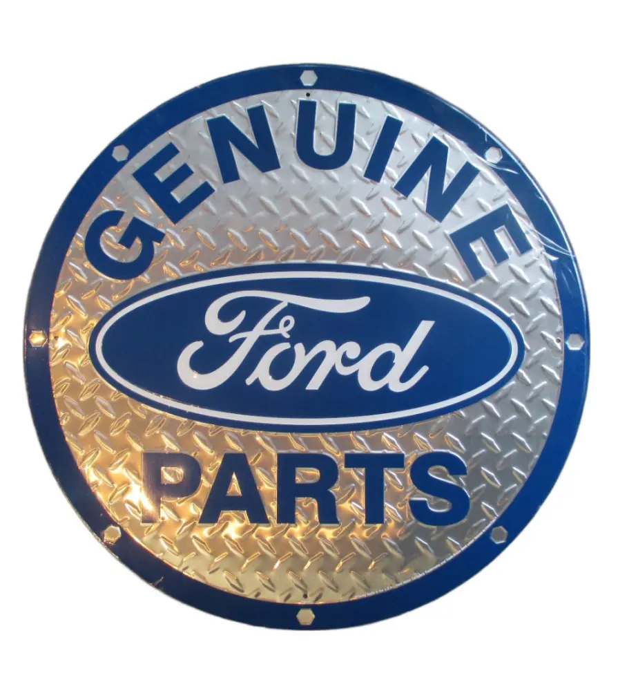 Plate Genuine Ford Parts Alu and Blue Round 60cm Tole Deco Diner USA Bar Garage Loft