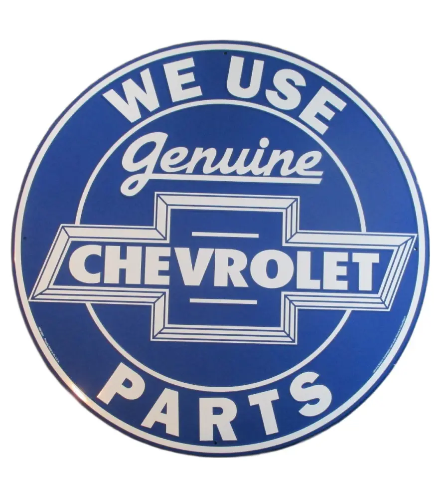 plaque chevrolet genuine parts bleu ronde 60cm tole deco diner usa bar garage loft